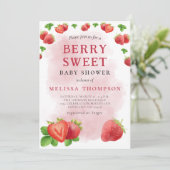 Berry Sweet Strawberry Baby shower Kaart (Staand voorkant)