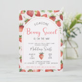 Berry Sweet Strawberry Baby shower Kaart (Staand voorkant)