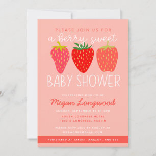 Berry Sweet Strawberry Baby shower Kaart