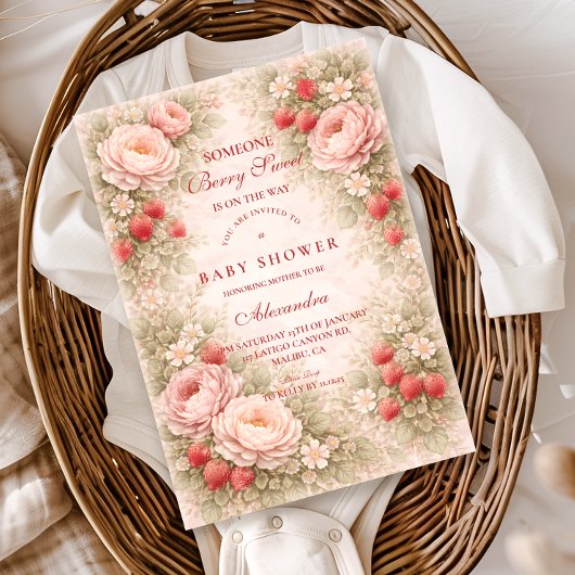 Berry Sweet Strawberry Baby Shower Kaart