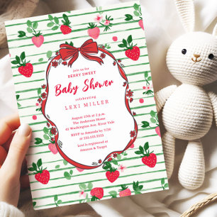 Berry Sweet Strawberry Baby shower Kaart