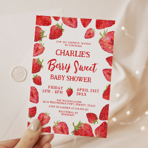 Berry Sweet Strawberry Baby shower Kaart