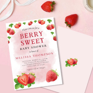 Berry Sweet Strawberry Baby shower Kaart