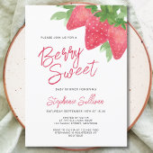 Berry Sweet Strawberry Baby shower Kaart