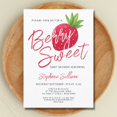 Berry Sweet Strawberry Baby shower Kaart