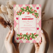 Berry Sweet Strawberry Baby shower Kaart
