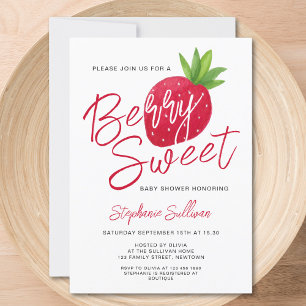 Berry Sweet Strawberry Baby shower Kaart