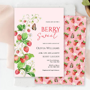 Berry Sweet Strawberry Baby shower Kaart