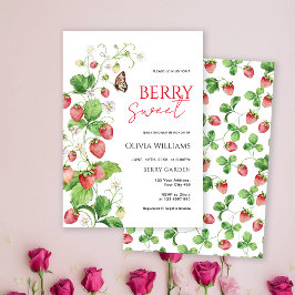 Berry Sweet Strawberry Baby shower Kaart