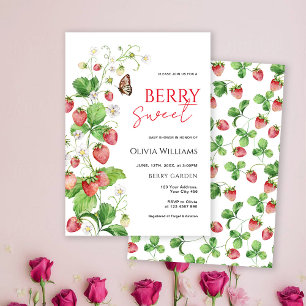 Berry Sweet Strawberry Baby shower Kaart