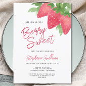 Berry Sweet Strawberry Baby shower Kaart