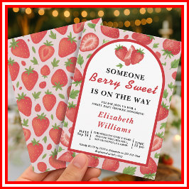 Berry Sweet Strawberry Baby shower Kaart