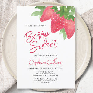 Berry Sweet Strawberry Baby shower Kaart