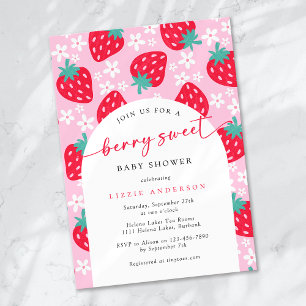 Berry Sweet Strawberry Baby shower Kaart