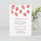 Berry Sweet Strawberry Baby shower Kaart (Staand voorkant)
