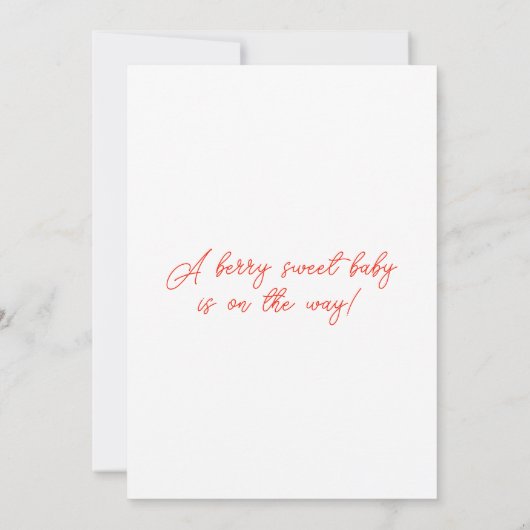 Berry Sweet Strawberry Baby shower Kaart (Achterkant)