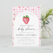 Berry Sweet Strawberry Baby shower Kaart (Staand voorkant)