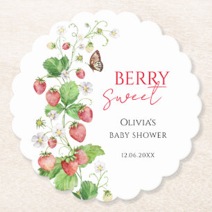 Berry Sweet Strawberry Baby shower Kartonnen Onderzetters