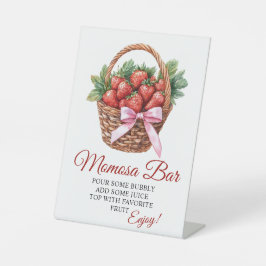 Berry Sweet Strawberry Baby Shower Mimosa Bar Sign Reclamebord Met Voetstuk