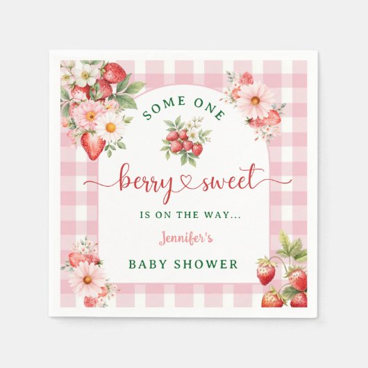 Berry Sweet Strawberry Baby shower Papier servet (Voorkant)