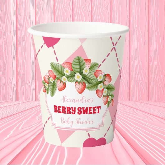 Berry Sweet Strawberry Baby shower Papieren Bekers