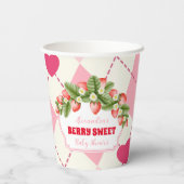 Berry Sweet Strawberry Baby shower Papieren Bekers (Achterkant)