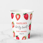 Berry Sweet Strawberry Baby shower Papieren Bekers (Achterkant)