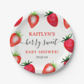 Berry Sweet Strawberry Baby shower Papieren Bordje (Voorkant)