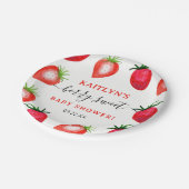 Berry Sweet Strawberry Baby shower Papieren Bordje (Gekanteld)