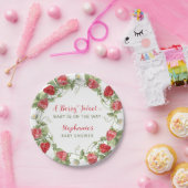 Berry Sweet Strawberry Baby shower Papieren Bordje (Feest)