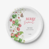 Berry Sweet Strawberry Baby shower Papieren Bordje (Voorkant)