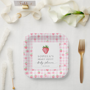 Berry Sweet Strawberry Baby shower Papieren Bordje