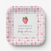 Berry Sweet Strawberry Baby shower Papieren Bordje (Voorkant)