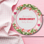 Berry Sweet Strawberry Baby shower Papieren Bordje<br><div class="desc">Verhoog uw baby shower eetervaring met onze Berry Sweet Strawberry Baby shower Paper Borden. Ontworpen als aanvulling op uw feestthema, voegen deze charmante borden niet alleen een pop kleur toe aan uw tafel, maar doordringen ze ook elke maaltijd met de onweerstaanbare zoetheid van aardbeien. Onze papieren borden hebben een stijlvol...</div>