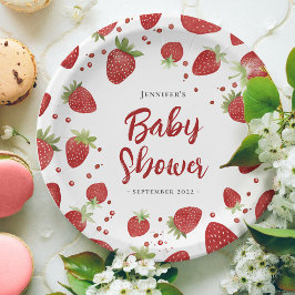 Berry Sweet Strawberry Baby shower Papieren Bordje