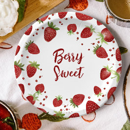 Berry Sweet Strawberry Baby shower Papieren Bordje