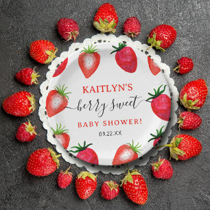 Berry Sweet Strawberry Baby shower Papieren Bordje