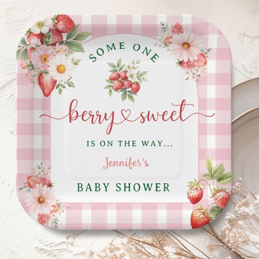 Berry Sweet Strawberry Baby shower Papieren Bordje