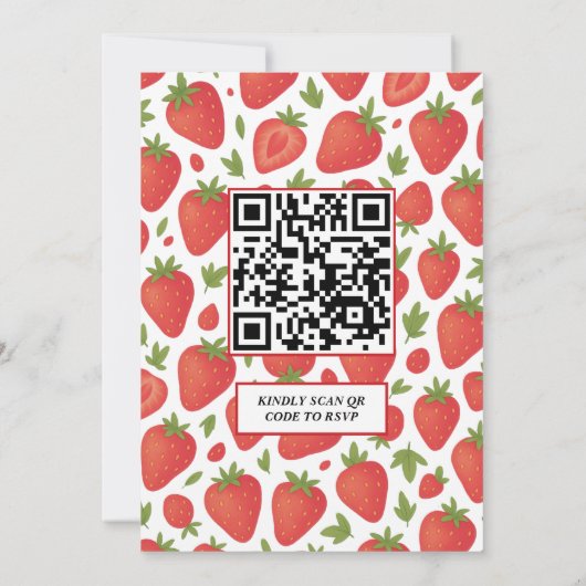 Berry Sweet Strawberry Baby shower | QR RSVP Kaart (Achterkant)