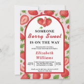 Berry Sweet Strawberry Baby shower | QR RSVP Kaart (Voorkant)