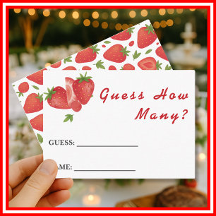 Berry Sweet Strawberry Baby shower Raad eens hoeve Informatiekaartje