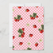 Berry Sweet Strawberry Baby Shower Red Gingham Kaart (Achterkant)