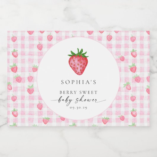 Berry Sweet Strawberry Baby shower Rond Dank u Sparkling Wijnetiket (Enkel label)