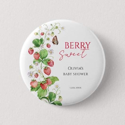 Berry Sweet Strawberry Baby shower Ronde Button 5,7 Cm (Voorkant)