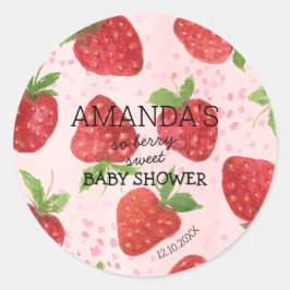 Berry Sweet Strawberry Baby shower Ronde Sticker