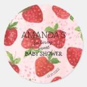 Berry Sweet Strawberry Baby shower Ronde Sticker (Voorkant)