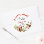 Berry sweet Strawberry baby shower Ronde Sticker (Envelop)