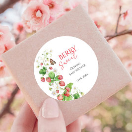 Berry Sweet Strawberry Baby shower Ronde Sticker