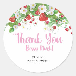 Berry Sweet Strawberry Baby shower Ronde Sticker