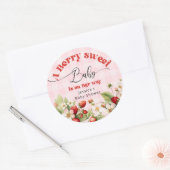 Berry sweet Strawberry baby shower Ronde Sticker (Envelop)